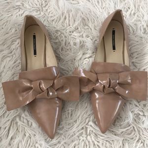 Zara Nude Bow Flats